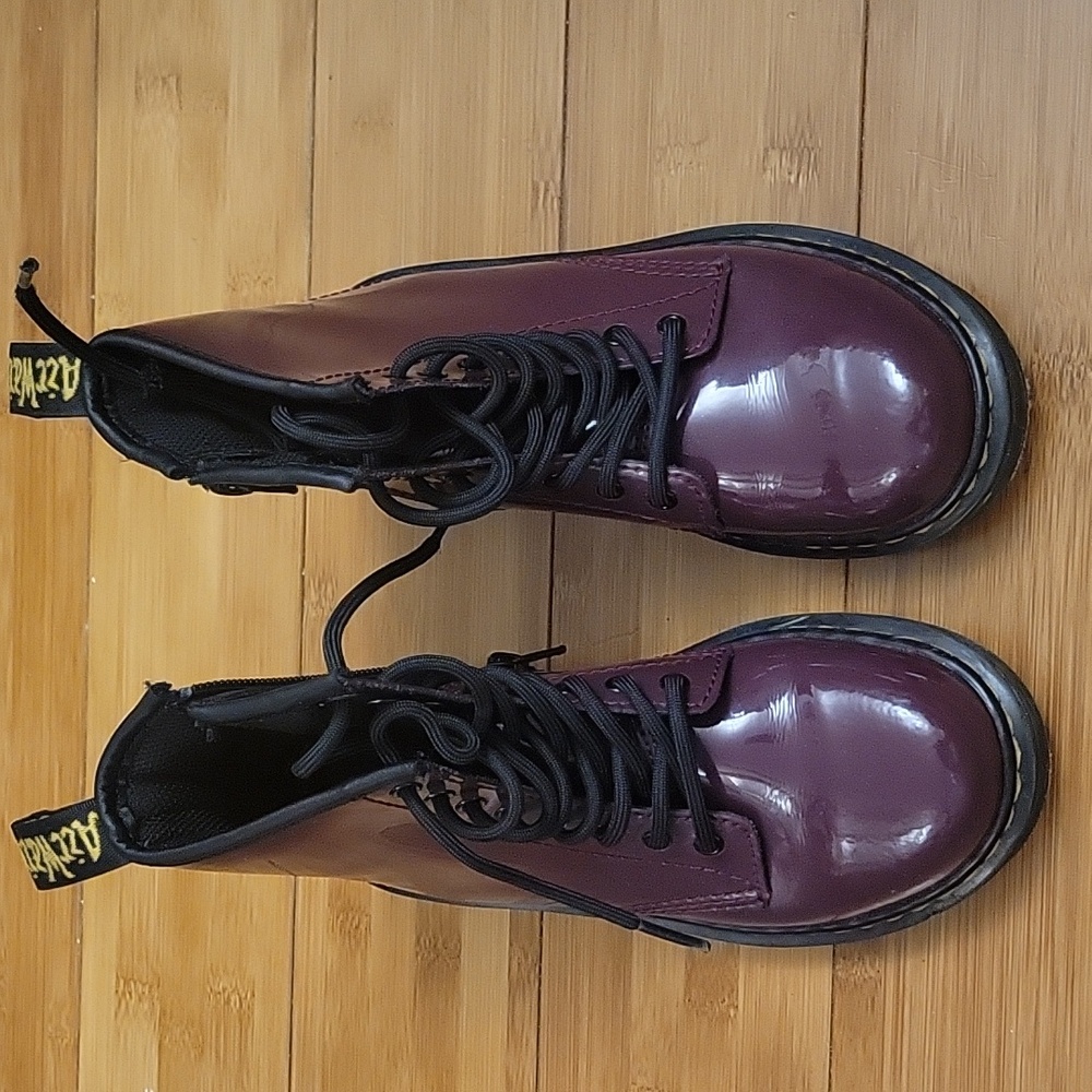 Dr. Martens Maroon burgandy(plum) Sides Zip Combat Ankle Boots Size 1